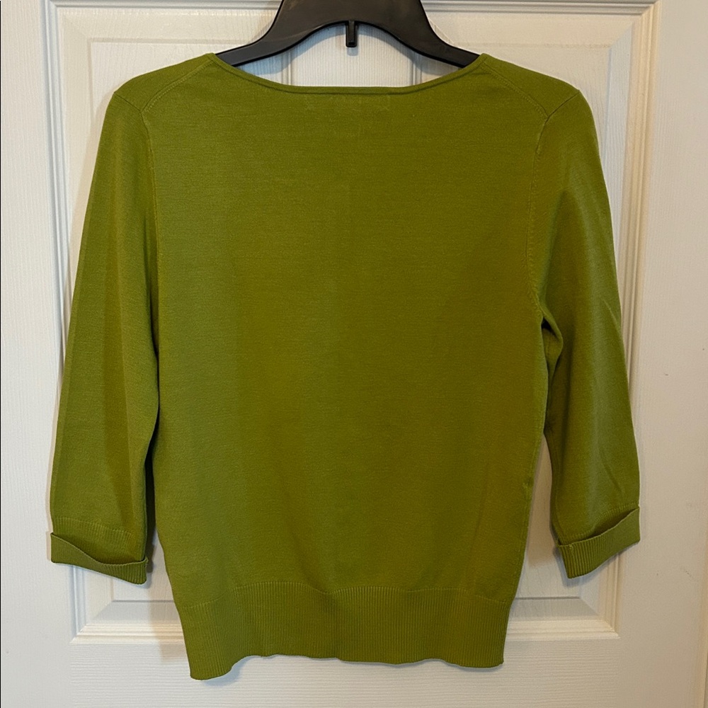 JOSEPHINE CLAUS Silk Blend Olive Green Button Down Cardigan Women's Small - Picture 5 of 6